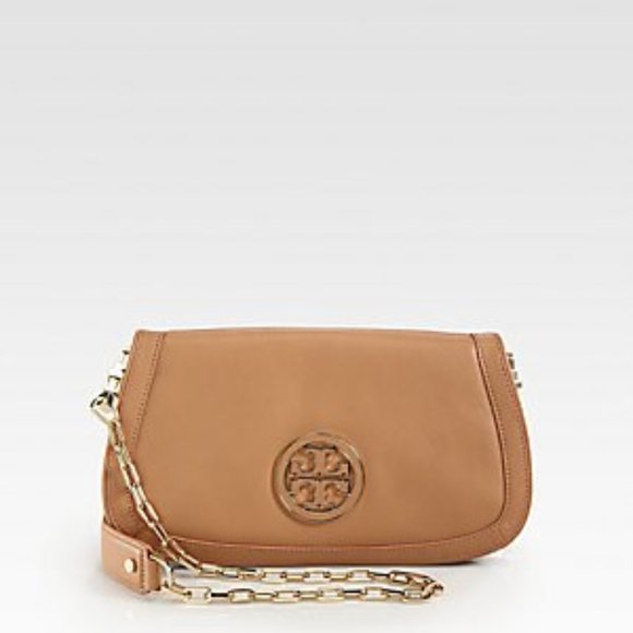 Tory Burch Amanda Logo Clutch Bag Royal Tan - Picture 2 of 6